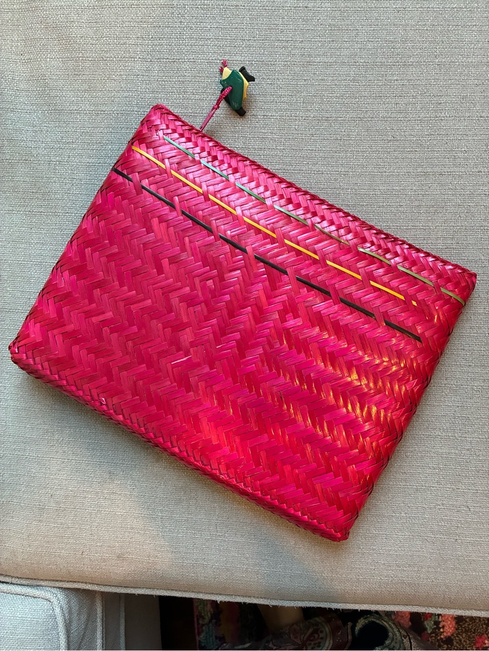 Woven Pink Straw Clutch Bag - Stylish Handheld Pouch